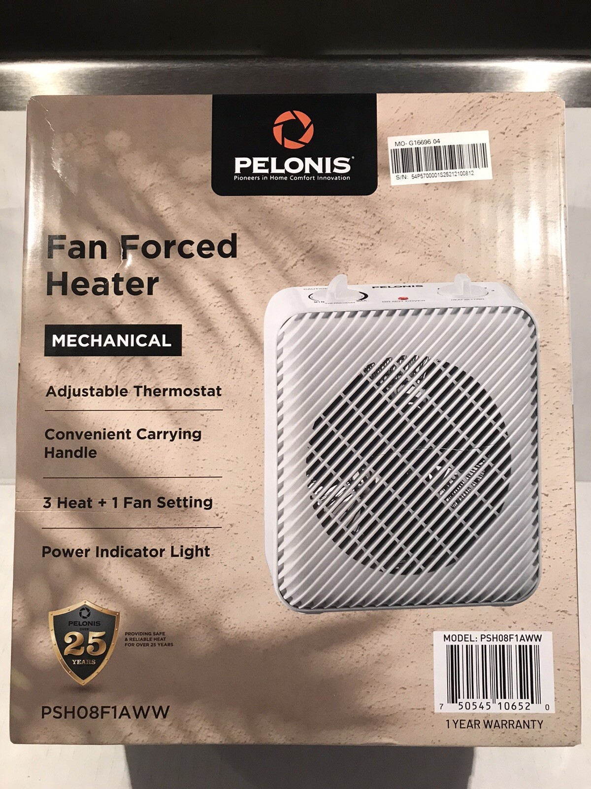 Heater Electric Fan Forced Space 3 Speed 1500W White PSH08F1AWW NEW-image