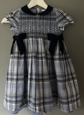 Janie and Jack OPULENT OPERA 5 blue plaid smocked Tulle Holidays Dress B51