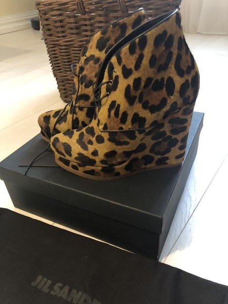 Women Jil Sander Boots Black Fur 38.5