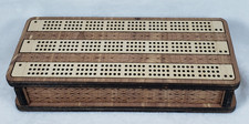 handcrafted cedar wood cribbage board box  metal pegs, space for 2 decks