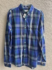 Gap Men s Shirts Button Down Blue Plaid Stand...