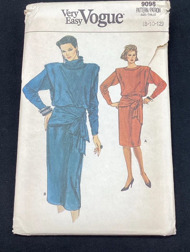Vtg 80's Vogue Pattern 9098 Dress & Vest Size 8-10-12 uncut free shipping - Image 2 of 4