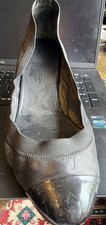 Chanel Black Leather and Patent Cap Toe Block Heel Pumps Size 39 US8.5