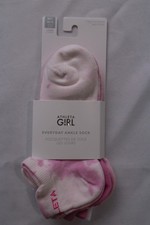 Athleta Girls' 3-Pair Everyday Ankle Socks AC2 Pink/White Size: M/L 3-6 NWT