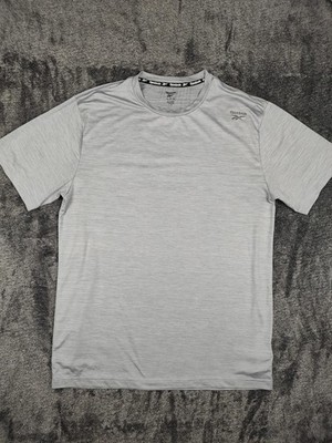 Reebok Shirt Mens Medium Gray Athletic Training Short Sleeve Tee Top Gym