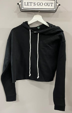 Wild Fable Hoodie Womens Small Black Cropped Fleece Pullover Long Sleeve