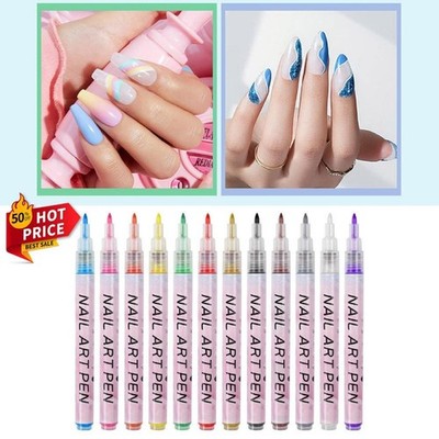 12 - Color DIY Nail Art Markers Water - Based Quick - Dry Drawing P ens