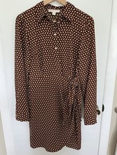 Michael Kors Fall Wrap Dress 8 Brown Black