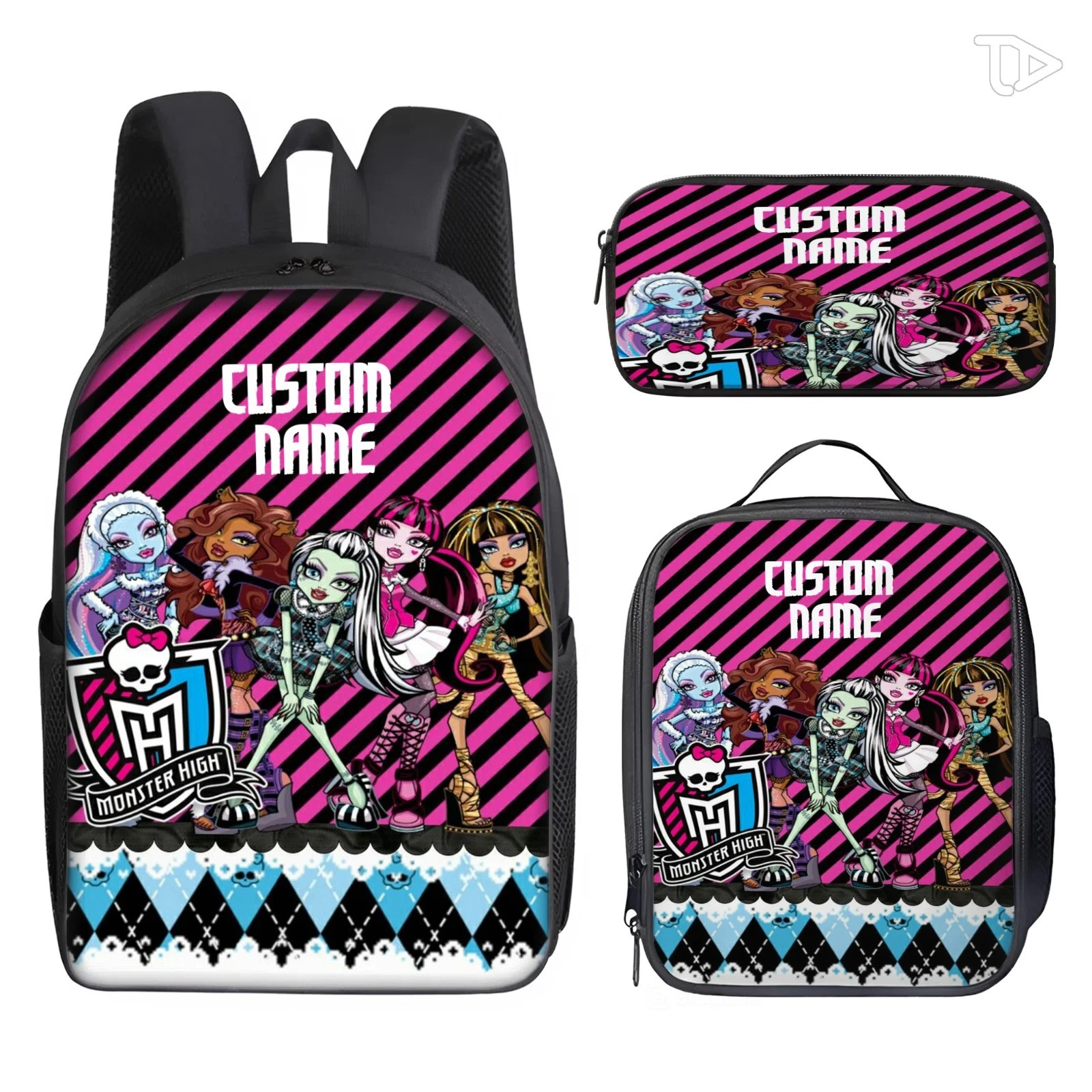 Personalized Monster Backpack Set, School Bag for Kids
