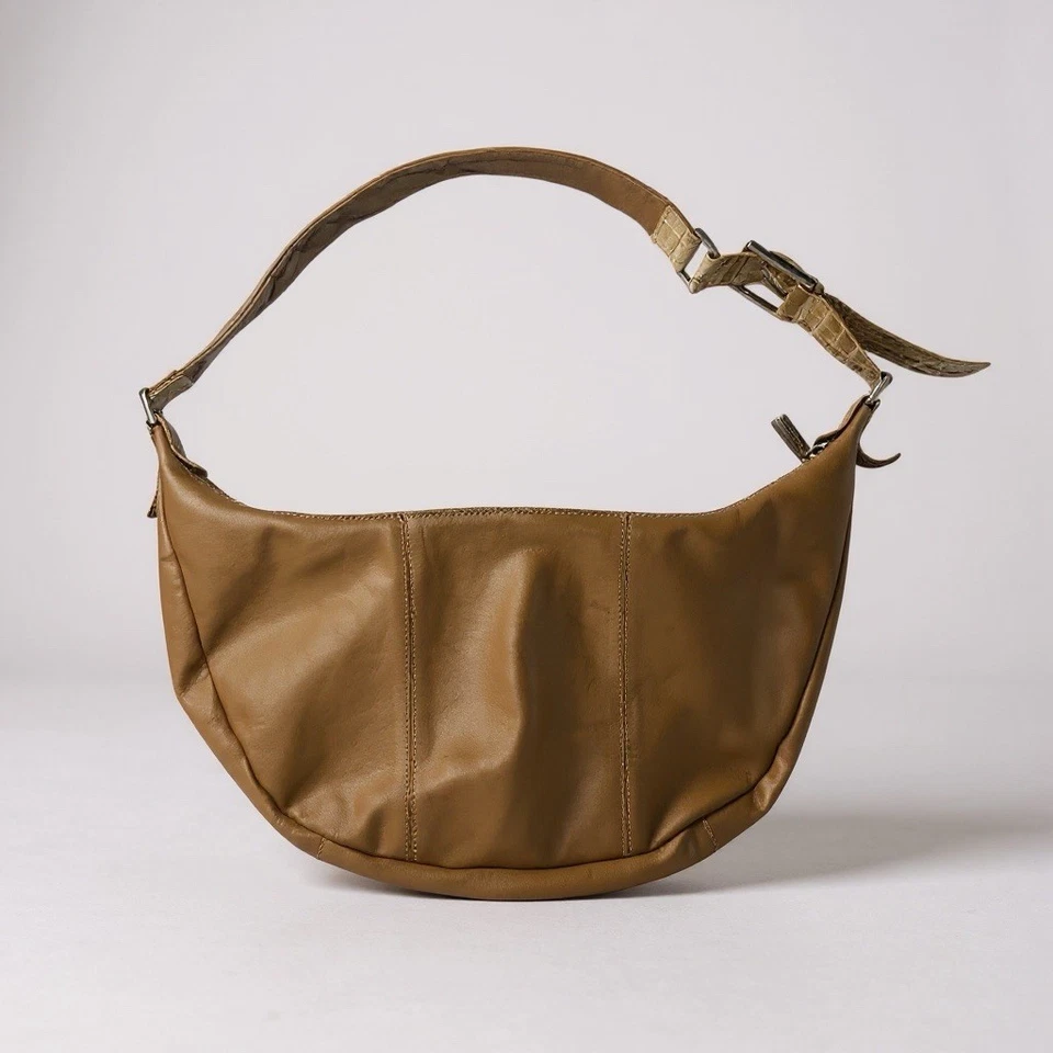 Bolso de Hombro Hobo Marco Buggiani Hecho en Italia Cuero Tostado Cocodrilo Repujado Foto 2 de 4