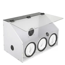 3 Hole Dust Box Grinding Box,Fully Transparent Enclosed Polisher Dust Box,Acryli