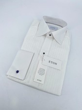 Eton Dress Shirt Mens S 15 - 38 White Pleated Slim Fit Formal Collared Button Up