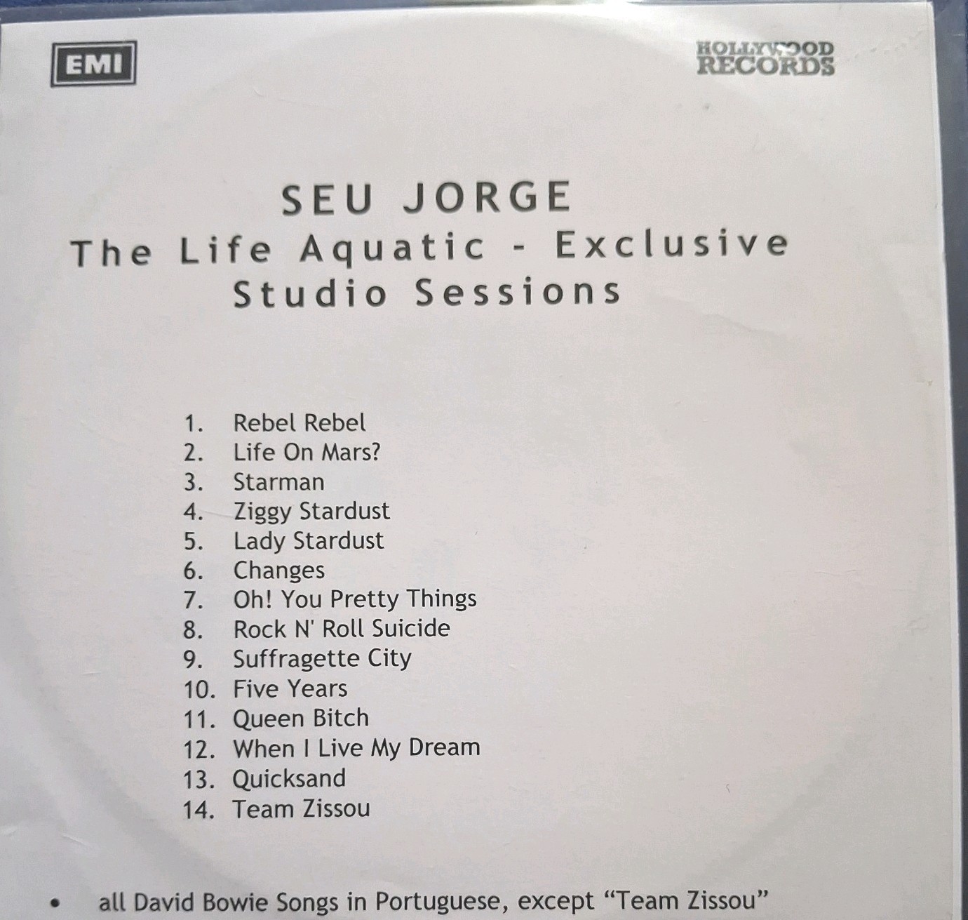 Seu Jorge ""The Life Aquatic Exclusive Studio Sessions  BOWIE SONGS RARE PROMO CD