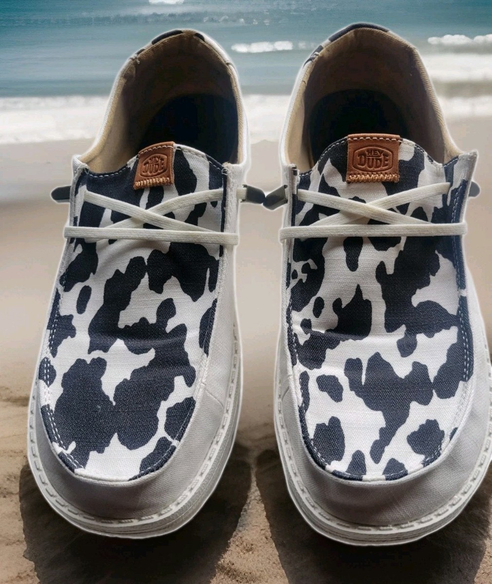 Hey Dude Women Size 11 Wendy Cow Animal Print Slip-On Casual  display picture 1