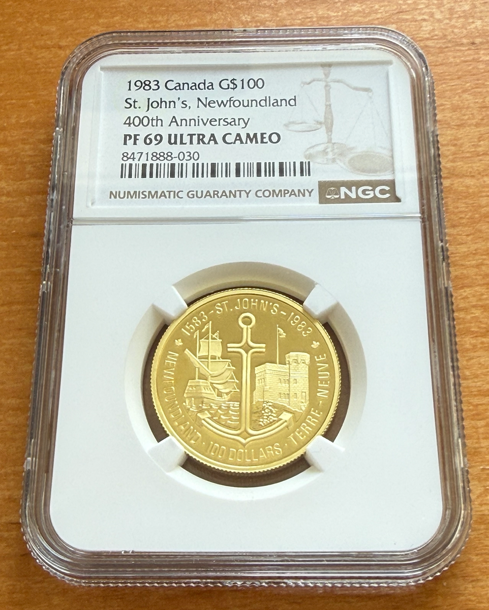 Canada 1983 Gold 1/2 oz 100 Dollars $100 NGC PF69UC St. John's