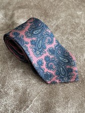 Bert Pulitzer Blue Green 100 Silk Men  s Neck Tie Foleys Blue Pink Paisley
