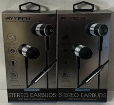 Two 2 ByTech Universal Stereo Earbuds w/ Mic, Black, STHD-BK
