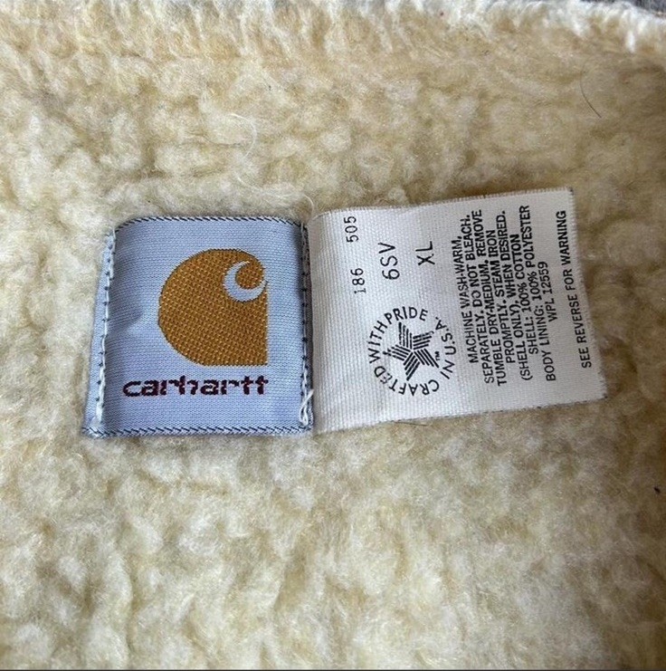 Vintage 80s made in USA tan Sherpa lined Carhartt vest thumbnail 4