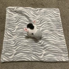 HB Gray White Zebra Baby Security Blanket Stripes Lovey