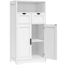 Bathroom Cabinet with Doors and Drawers, Freestanding Bathroom Storage Cabine...
