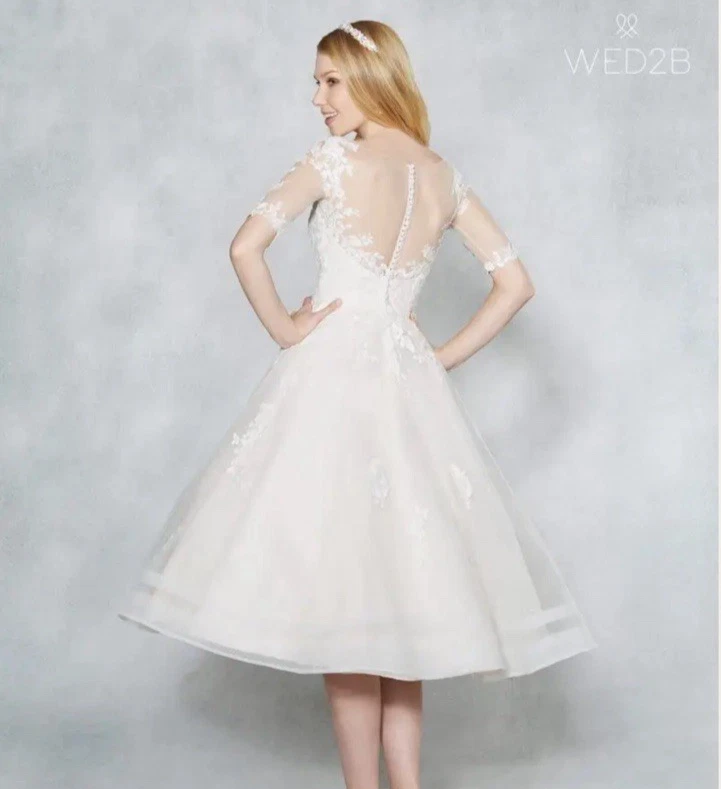 WED2B Viva Bride Libby Soft Short Blush Pink Wedding Dress Tea Length RRP £429 8 - Image 2 of 4