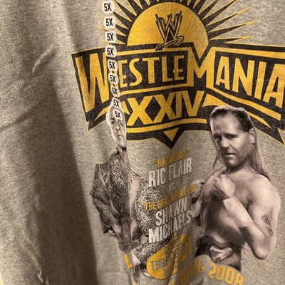 WWE Mens T-Shirt 5XL Grey Ric Flair Shawn Heart Break Kid Wrestlemania XXIV