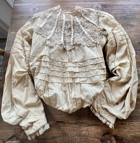 Antique 1800s Victorian Edwardian Ivory Bodice Blouse Lace Display Study Fragile