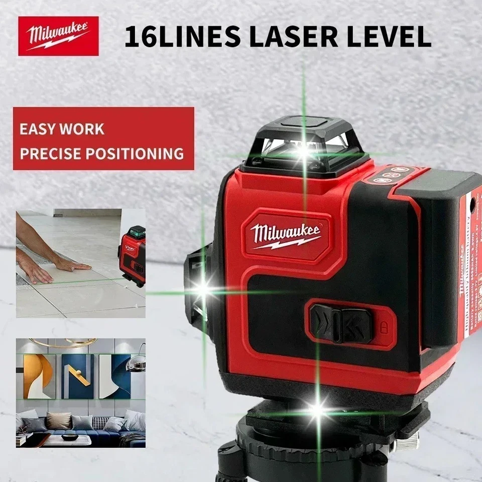 Milwaukee Laser Level Beam cross Green 16 Lines 4D Self Leveling 360 Horizontal - Image 2 of 4