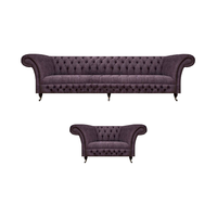 Garnitur Set 2Tlg Design Dreisitzer Sofa Luxus Sessel Chesterfield Wohnzimmer