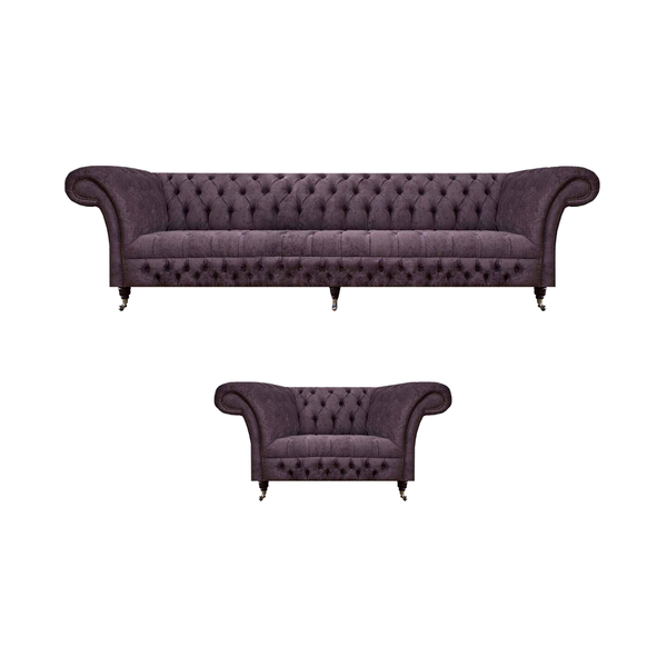Garnitur Set 2Tlg Design Dreisitzer Sofa Luxus Sessel Chesterfield Wohnzimmer-image