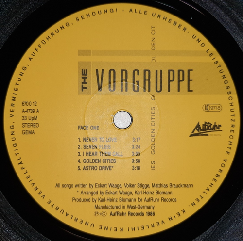 THE VORGRUPPE - GOLDEN CITIES / LP / GER / 1986 / AUFRUHR REC. / OIS + 2 INSERTS - Bild 3 von 8