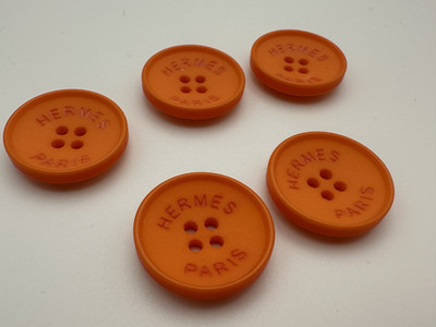 5 Hermes Paris Knöpfe Orange Resin Flachknöpfe Iconic Stylish 21mm French Chic