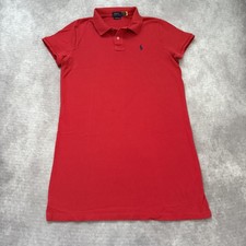 Polo Ralph Lauren Shirt Dress Womens L Red Mesh Mini Short Sleeve Polo