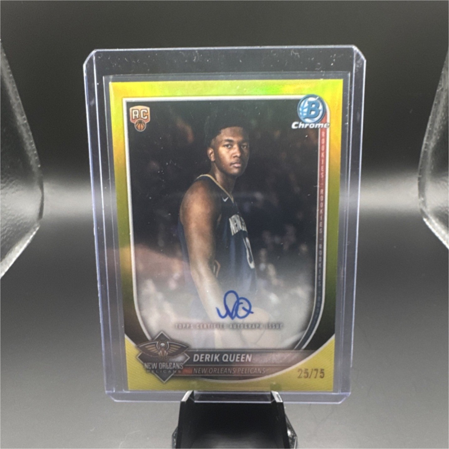 Topps 2025-26 Bowman Chrome Derik Queen Rookie Autograph /75 Pelicans