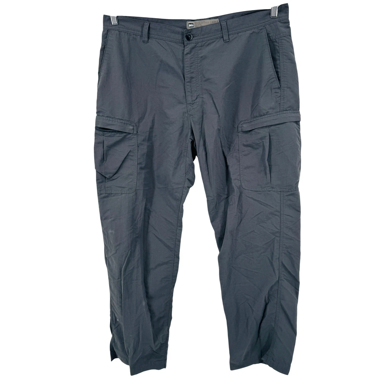 REI Cargo Pants Mens 40x32 Grey Nylon Cotton Hiking Outdoor Utility 869630