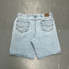Lee Riveted Mens Light Wash Denim Shorts Vintage 90s Relaxed Fit Blue 36