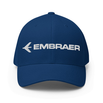 Embraer Embroidered Logo Inspired Royal Blue Closed-Back Structured Cap