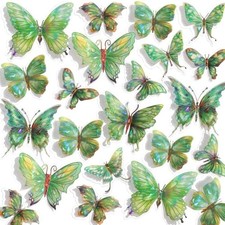 3D Butterfly Wall Decor - 50PCS Removable PVC Butterflies Wall Stickers- Green