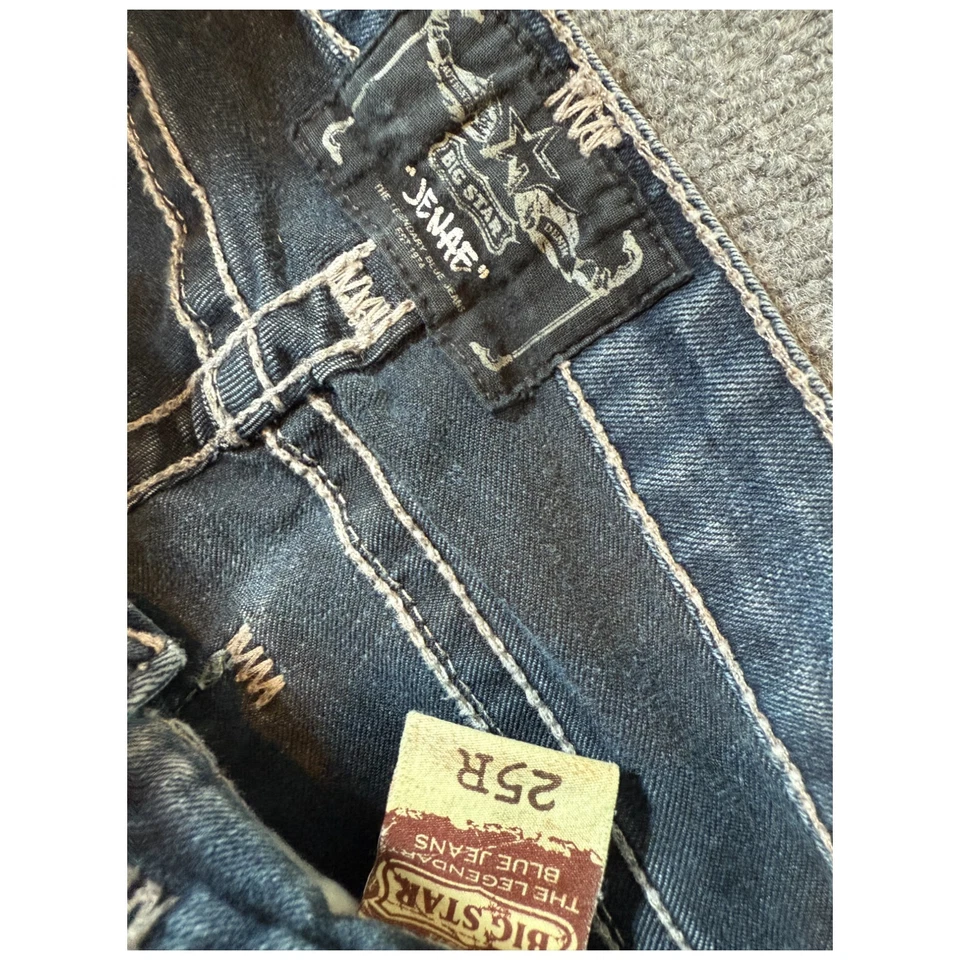 Big Star Jeans Womens Size 25x31 Jenae Skinny Blue Distressed Faded Low Rise Y2K - Image 3 of 4