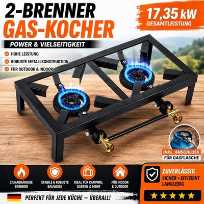 Cast Iron LPG Gas Burner Boiling Ring Catering Stove Camping Propane Double SGB