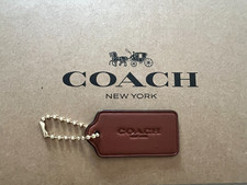 COACH Logo New York Hang Tag Charm Purse with Chain Smooth Leather 2.5'' x 1.25"