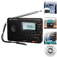Portable V115 Shortwave Digital Radio with Preset Stations  Telescopic Antenna