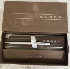 Cross Classic Century Satin Chrome Ballpoint Pen Black Works NOS