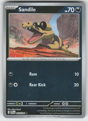 Sandile 064/094 Common Phantasmal Flames Pokemon Reverse Holo Lightly Played