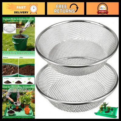 2 Pack Gardening Soil Sifter - 1/4'' & 1/8'' Mesh Screen for Gravel, Dirt, Compost