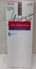 Hanes Silk Reflections Silky Sheer Knee Highs, Sheer Toe, 2-Pair One Size 725.