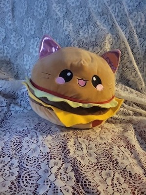 Plush Cat Cheese Burger Toy Brown Pink