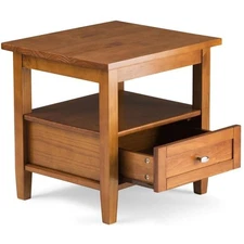 Simpli Home Warm Shaker Wood 20"WD Transitional End Table in Light Golden Brown