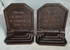 Vintage Bradley And Hubbard Bookends "The Man Of Wisdom" By Young & Pope