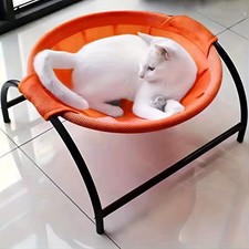 Elevated Cat Hammock Bed Free-Standing Indoor Outdoor Raised Pet Cot Washable Me